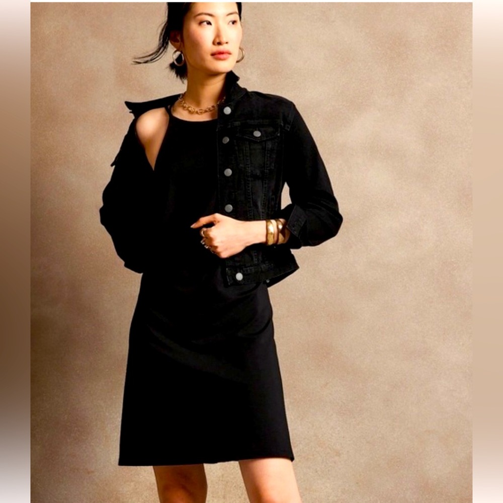 Banana Republic Factory Asymmetrical Black Mini Dress